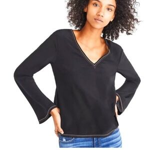 Madewell black sheer bell sleeve top